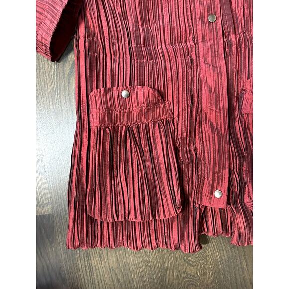 UBU Crinkled Pleated Lightweight jacket in Dark Red Boho Retro‎ M - Picture 11 of 13